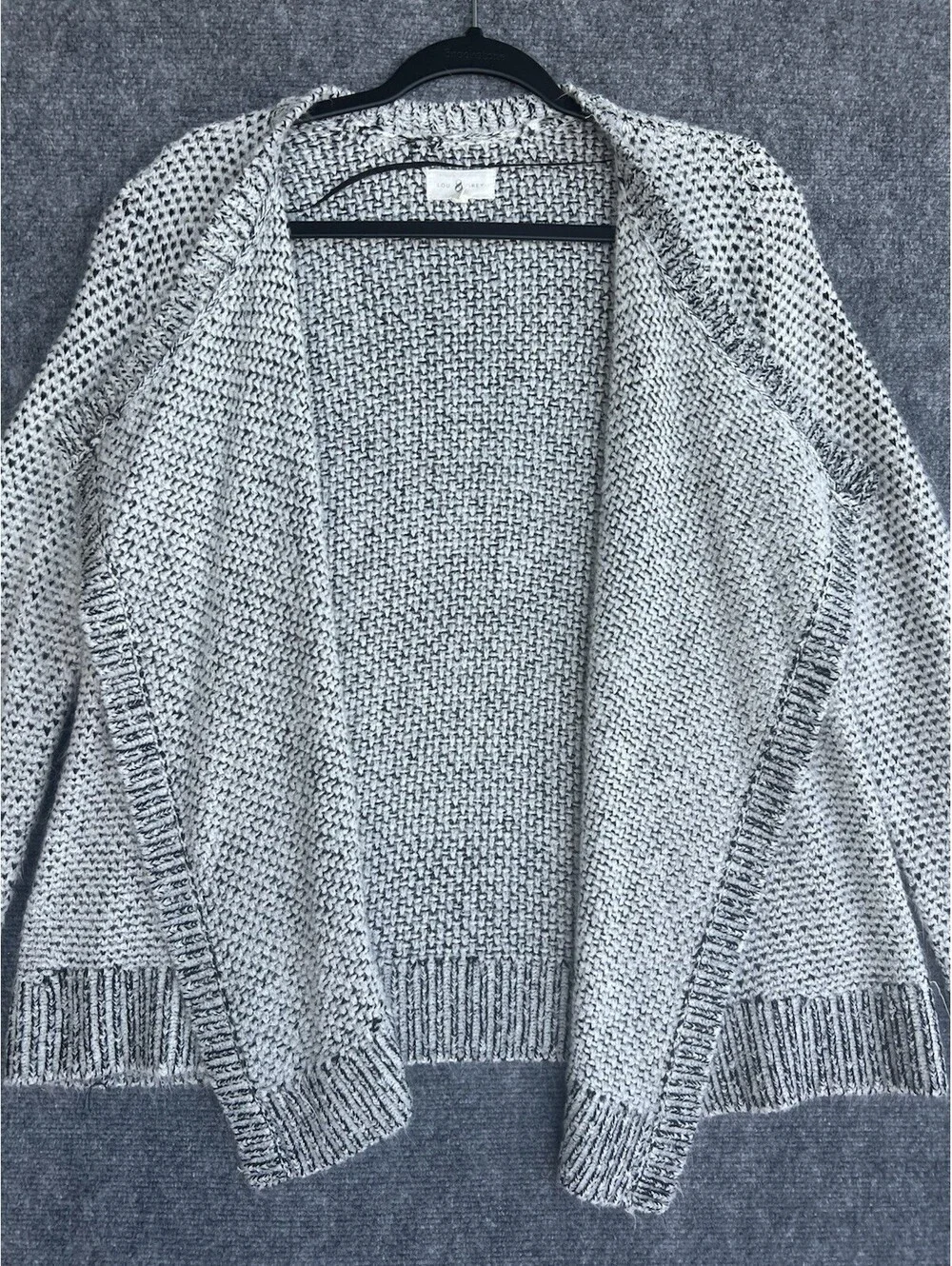 Lou & Grey Size Medium Contrast Cardigan Sweater Acrylic Wool Blend.